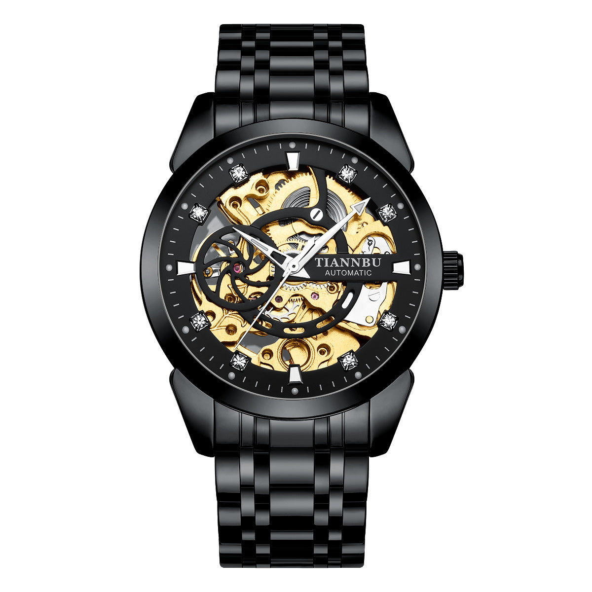 🔥Echte vollautomatische mechanische Herrenuhr Diamantenbesetzte Leuchtende Wasserdichte Stahlband-Schmetterlingsschnalle Tourbillon-Uhr für Herren
