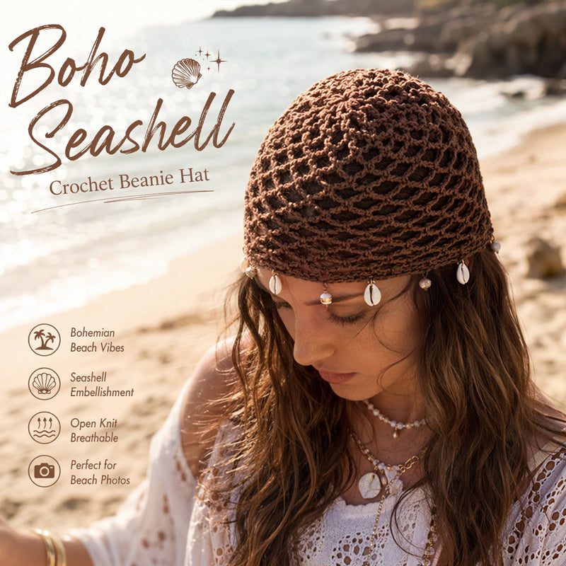🌴 Boho Crochet Beach Beanie ✨ Lightweight, Breathable & Perfect for Summer Adventures