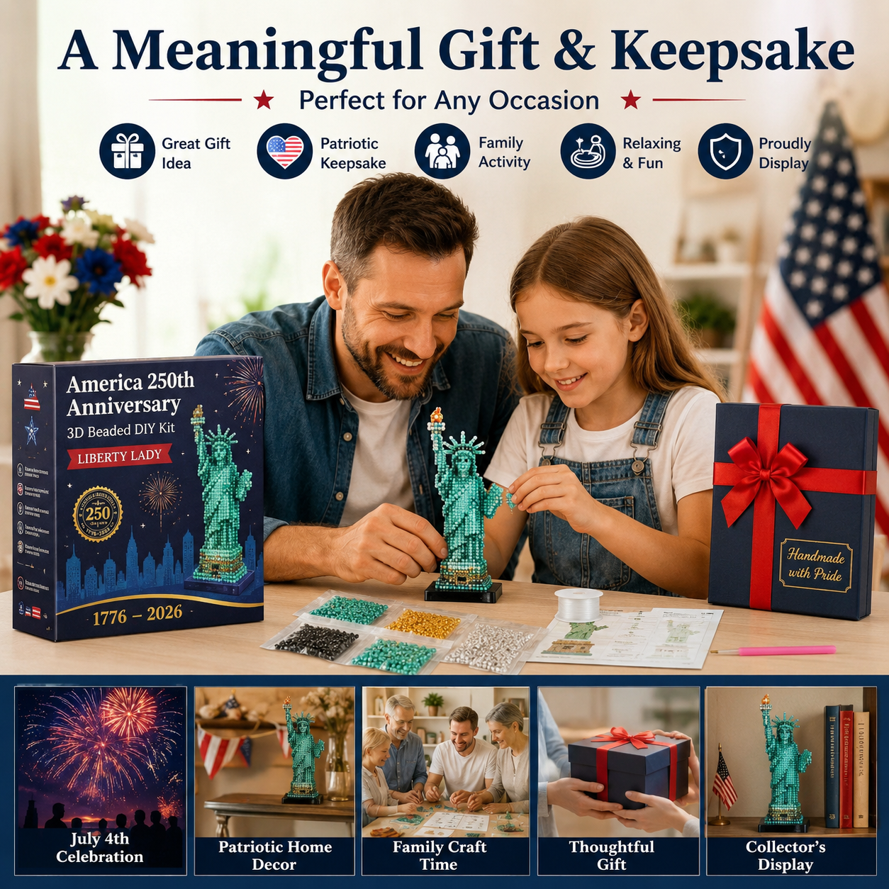 America 250th Anniversary 3D Beaded DIY Kit