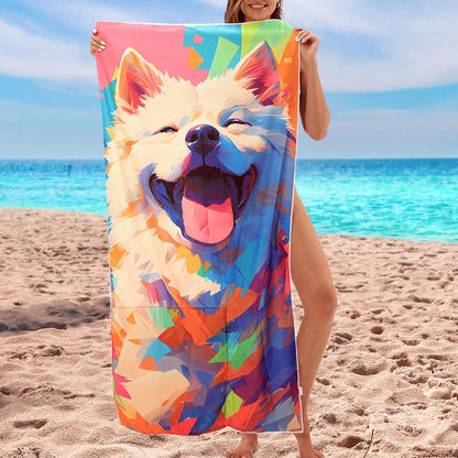 2-in-1 Foldable Beach Towel Backpack – Camping, Yoga and Travel, Printed Bath Towel with Built-in Storage, Convertible Beach Mat & Carry Bag, Absorbent for Pool