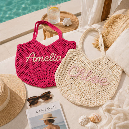Personalized beach tote bags, Custom Crochet Name Bag, Bridesmaid Gift, Bachelorette Trip Bag, Summer Vacation Tote