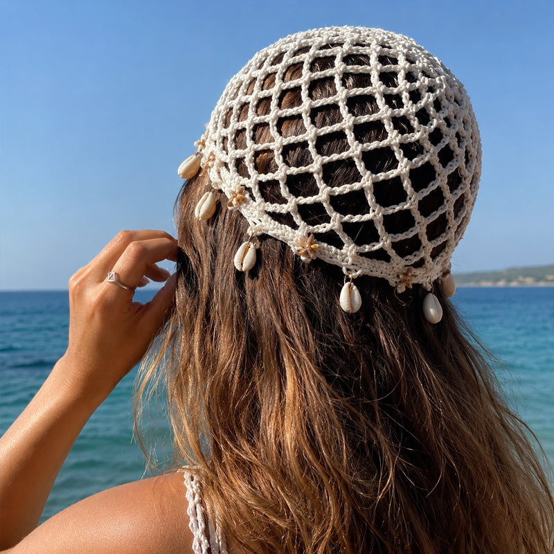 🌴 Boho Crochet Beach Beanie ✨ Lightweight, Breathable & Perfect for Summer Adventures