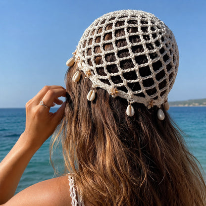 🌴 Boho Crochet Beach Beanie ✨ Lightweight, Breathable & Perfect for Summer Adventures