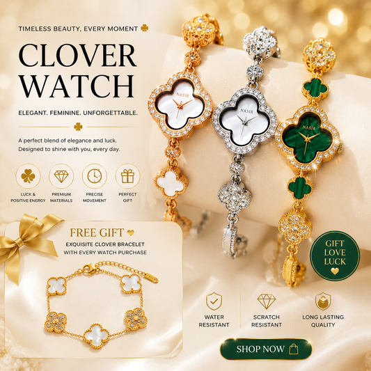 🍀Vierblättriges Kleeblatt Armbanduhr. Trag dein Glück. ✨Glänze jeden Moment.✨
