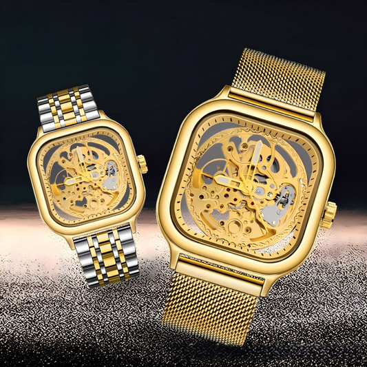 🔥Rovite Quadratische Herren Hohlmechanische Uhr Business Mode Trend Wasserdicht Vollautomatische Stahlband Mechanische Uhr Für Herren